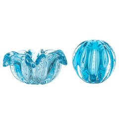 Cachepot Decoração Cristal Murano Escarlete Cor Aquamarine - 2