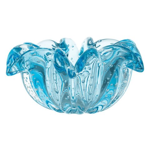 Cachepot Decoração Cristal Murano Escarlete Cor Aquamarine