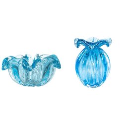 Cachepot Decoração Cristal Murano Escarlete Cor Aquamarine - 3