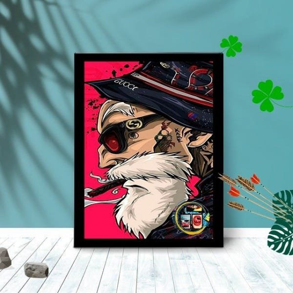 Quadro Decorativo Old Gucci com Moldura e Vidro 25X33 Quarto:Preto - 1