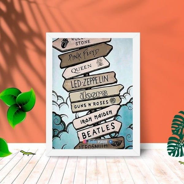 Quadro Decorativo Rock Plates com Moldura e Vidro 25X33:Branco - 1