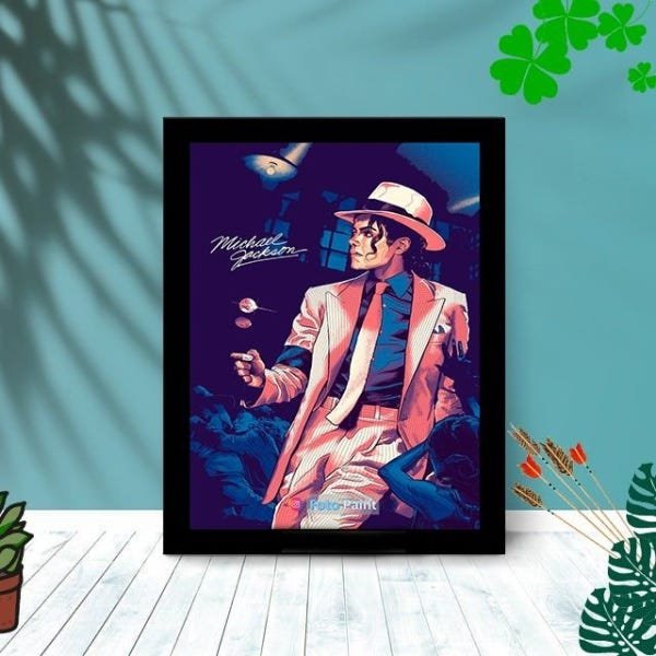Quadro Decorativo Michael Jackson com Moldura e Vidro 25X33:Preto - 1