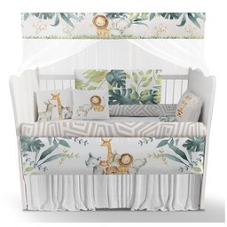 Kit Berço Enxoval Bebê Safári Selva Folhas Leão Verde - Kt50 - 1