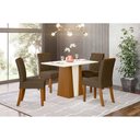 Ver imagem 1 de Conjunto Mesa de Cozinha Orus Tampo Madeirado com Vidro 120x80cm e 4 Cadeiras Vita Nature Suede
