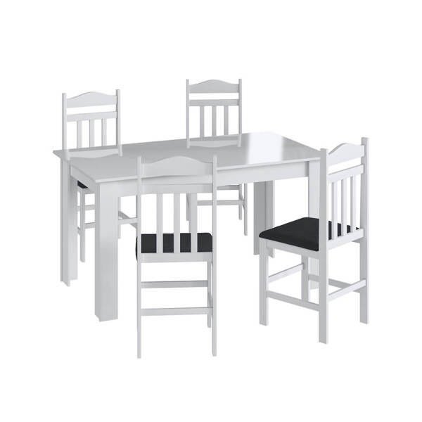 Conjunto Mesa Cozinha com 4 Cadeiras Branco e Preto Lilies - 2