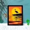 Quadro Decorativo Flamingo Paisagem com Moldura e Vidro:Preto - 1