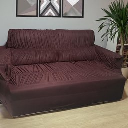 Capa Sofá Retrátil 2 Lugares 1,70 X 1,10m Elasticada 100% Poliéster Marrom - 3