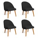Ver imagem 1 de Kit 04 Cadeiras Poltrona de Jantar Lua Suede Preto Pé Palito Dal Poz Estofados