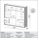 Ver imagem 2 de Guarda Roupa de Casal com Espelho 267x238cm Freijó Off White Dalla Costa