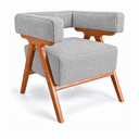 Ver imagem 4 de Poltrona Decorativa Mirela Linho Design Moderno Pés Madeira:Cinza Claro