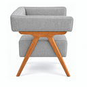Ver imagem 5 de Poltrona Decorativa Mirela Linho Design Moderno Pés Madeira:Cinza Claro