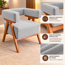 Ver imagem 2 de Poltrona Decorativa Mirela Linho Design Moderno Pés Madeira:Cinza Claro