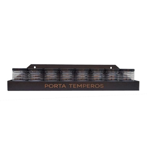 Porta Temperos Mdf Preto com 8 Potes - Volpato
