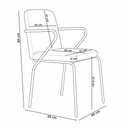 Ver imagem 3 de Kit 04 Cadeiras Estofada para Sala de Jantar com Braço Loft Preto C01 Bouclê Vanilla Courino Caramel
