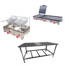 Ver imagem 1 de Kit Lanchonete Mesa de Manipulação 120x55cm + Fritadeira a Gás 2 Cuba + Chapa a Gás 90cm