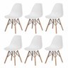 Kit 6 Cadeiras Charles Eames Eames Eiffel Branco Base Madeira - 1