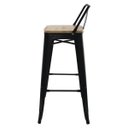 Ver imagem 4 de Kit 4 Banquetas Tolix Iron Industrial Preta Assento Madeira