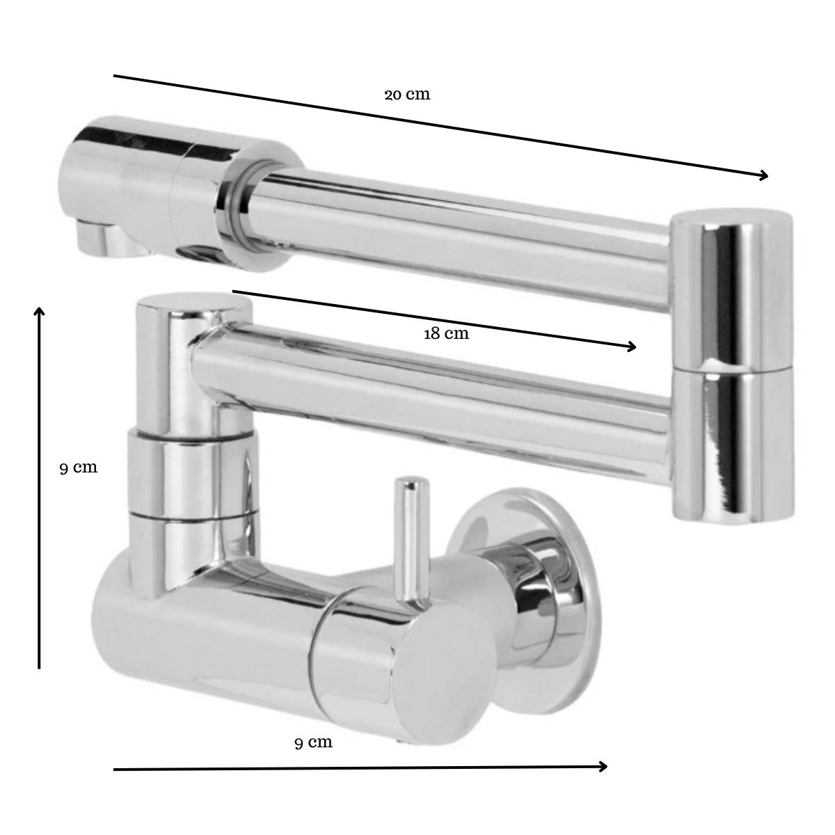 Torneira de Cozinha Gourmet Dobrável Articulável de Parede Inox Cromada Metal Premium Pmx - 3