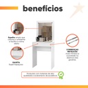 Ver imagem 3 de Penteadeira com Espelho Branca 1 Gaveta Sofia J&a Móveis 140x60x36