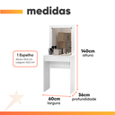 Ver imagem 2 de Penteadeira com Espelho Branca 1 Gaveta Sofia J&a Móveis 140x60x36