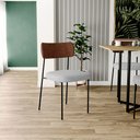 Ver imagem 2 de Kit 08 Cadeiras para Sala de Jantar Melina L02 Couríssimo Marrom Linho Cinza - Lyam Decor