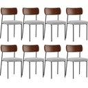 Ver imagem 1 de Kit 08 Cadeiras para Sala de Jantar Melina L02 Couríssimo Marrom Linho Cinza - Lyam Decor