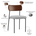 Ver imagem 4 de Kit 08 Cadeiras para Sala de Jantar Melina L02 Couríssimo Marrom Linho Cinza - Lyam Decor