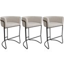 Ver imagem 1 de Kit 3 Banquetas Alta com Encosto Betina Base Preto Poliéster Off White - Nexta Casa