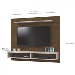 Painel para TV até 50 Polegadas 2 Nichos Topázio Contemporâneo Mavaular - 3