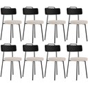 Ver imagem 1 de Kit 08 Cadeiras Decorativa Estofada Sala De Jantar Barcelona L02 Couríssimo Preto Linho Bege - Lyam