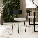 Ver imagem 2 de Kit 08 Cadeiras Decorativa Estofada Sala De Jantar Barcelona L02 Couríssimo Preto Linho Bege - Lyam