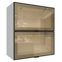 Ver imagem 1 de Kit 2 Armários Aéreos de Cozinha 60 cm Branco/Preto Vidro Reflecta Bronze Vinil Madesa
