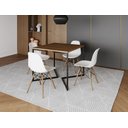 Ver imagem 1 de Mesa Industrial Base Ferro Preto em V Tampo 90x90 Amêndoa 4 Cadeiras Eames Madeira Assento Branco