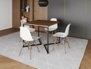 Ver imagem 1 de Mesa Industrial Base Ferro Preto em V Tampo 90x90 Amêndoa 4 Cadeiras Eames Madeira Assento Branco