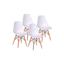 Ver imagem 6 de Mesa Industrial Base Ferro Preto em V Tampo 90x90 Amêndoa 4 Cadeiras Eames Madeira Assento Branco
