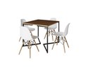 Ver imagem 2 de Mesa Industrial Base Ferro Preto em V Tampo 90x90 Amêndoa 4 Cadeiras Eames Madeira Assento Branco