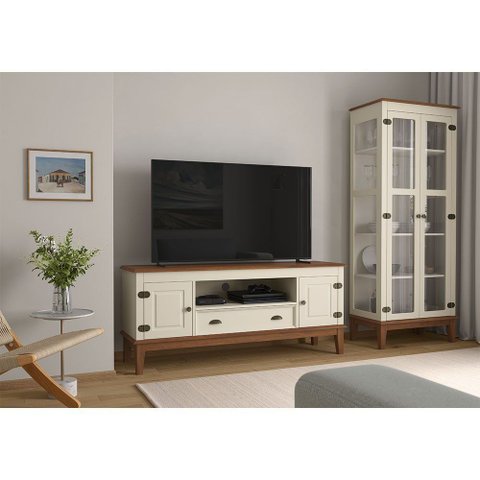 Rack 2 Portas e 1 Gaveta - Cor: Off White