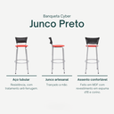 Ver imagem 3 de Kit 6 Banquetas Alta Banco para Balcão Junco Preto Àrea Gourmet Ilha Bancada bares Churrasqueira