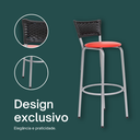 Ver imagem 4 de Kit 6 Banquetas Alta Banco para Balcão Junco Preto Àrea Gourmet Ilha Bancada bares Churrasqueira