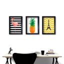 Ver imagem 1 de Kit 3 Quadros Abacaxi Flamingo Torre 30X40 cm com Moldura