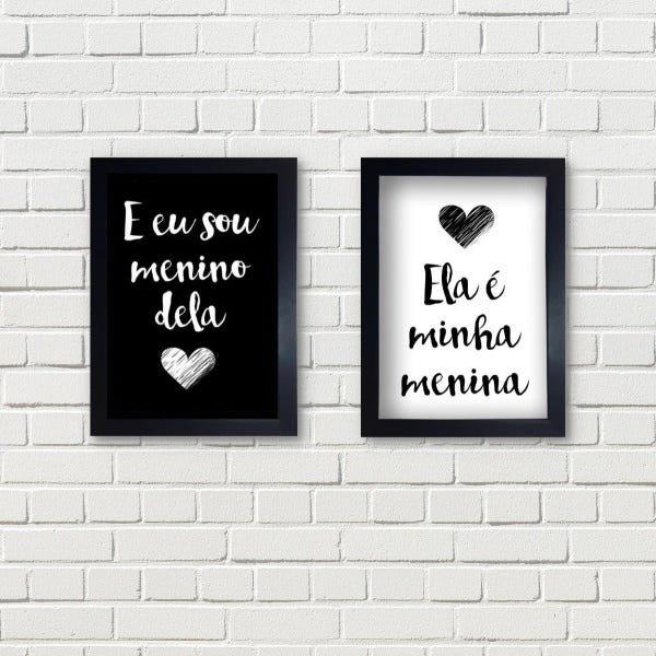 Kit 2 Quadros Ela é Minha Menina Eu sou Menino Dela 30X40 cm - 1