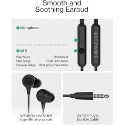 Fone de Ouvido Blitzwolf Bw-Es3 3.5Mm Driver Dinâmico de Grafeno a Prova D'Água - 3