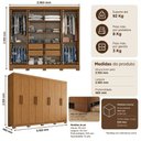 Ver imagem 4 de Guarda Roupa Casal 8 Portas 4 Gavetas Layla Premium Casa 812