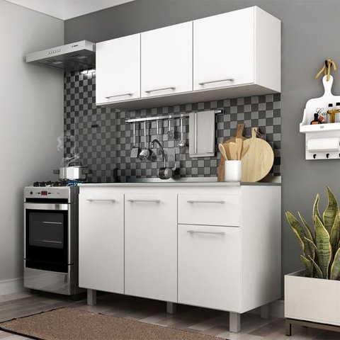 Cozinha Modulada 6 Portas 1 Gaveta Branca Lilies Móveis