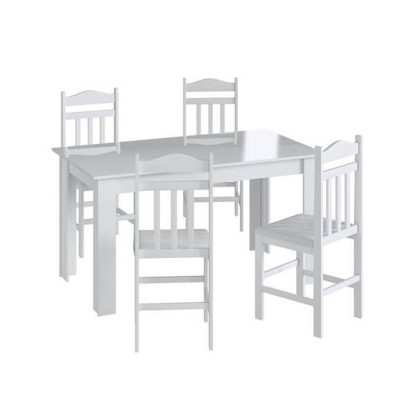 Conjunto Mesa Fixa 4 Cadeiras Branco Lilies Móveis - 2