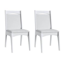 Conjunto Mesa com Base e 6 Cadeiras Mdf Branco Lilies Móveis - 5