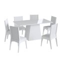 Ver imagem 2 de Conjunto Mesa com Base e 6 Cadeiras Mdf Branco Lilies Móveis