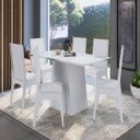 Ver imagem 1 de Conjunto Mesa com Base e 6 Cadeiras Mdf Branco Lilies Móveis