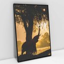 Ver imagem 1 de Quadro Decorativo em Canvas Elefante e a Árvore ao Amanhecer - Moldura Preta - 120 x 80cm