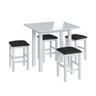 Mesa Dobrável MDF com 4 Banquetas Estofadas Branco e Preto - 2